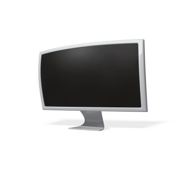 Bilgisayar ekranı 3d vektör illüstrasyonu. 3d simgesini izle