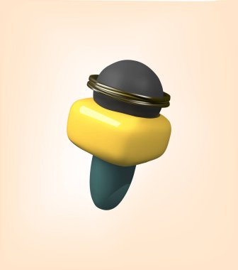 basın mikrofon 3D çizim. 3D TV Gerçekçi mikrofon 3D simgesi.