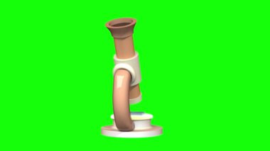Yeşil ekranda 3 boyutlu mikroskop animasyonu. Mikroskop 3d döndürme canlandırması