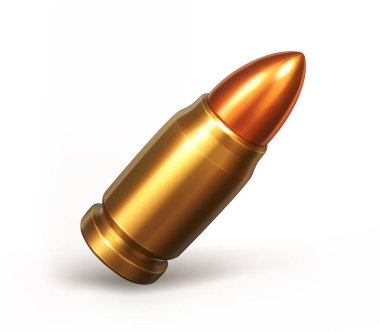 Ordu, oyun, güvenlik veya silah tasarımı için 3D Mermi Cephane Vektörü Simgesi.