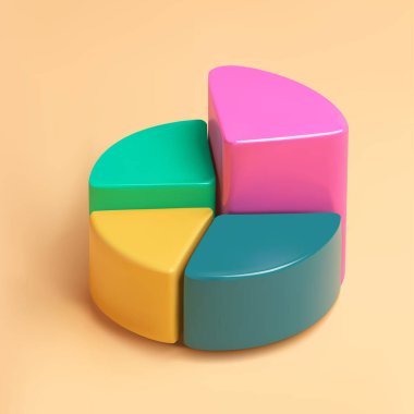 Renkli Segmentli Turta Çizelgesi 3d vektörü simgesi