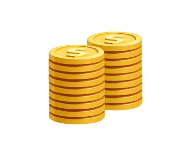 Yığılmış Altın Paralar 3B Finans Simgesi