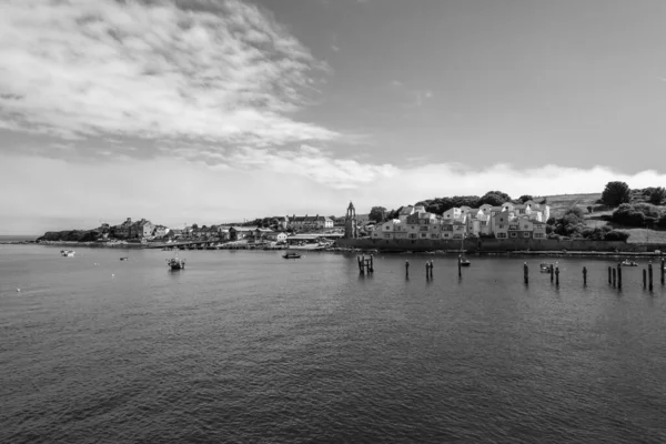 Foto Bianco Nero Del Vecchio Molo Swanage — Foto Stock