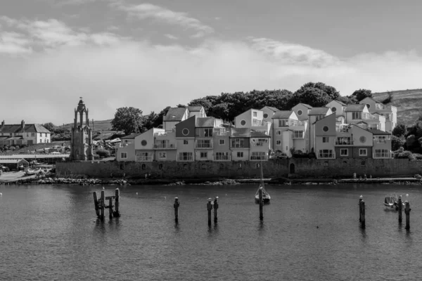 斯旺吉旧码头的黑白照片 — 图库照片