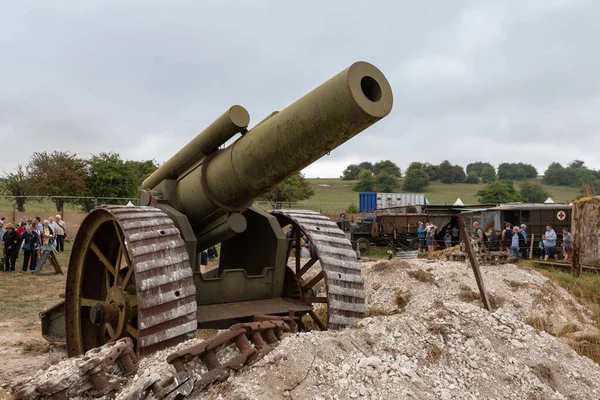 英国多塞特 2022年8月25日第一次世界大战期间使用的大炮在大多塞特蒸汽交易会上展出 — 图库照片