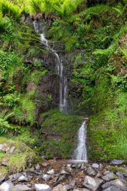 Woody Bay 'den Devon' daki Heddons Mouth 'a kadar Güney Batı Yakası' ndaki Hollowbrook şelalesinin uzun bir görüntüsü.