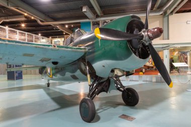 Yeovilton.Somerset.United Kingdom.October 23rd 2022.A Grumman F4F Wildcat is on display at the Fleet Air Arm Museum in Somerset