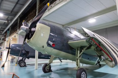 Yeovilton.Somerset.United Kingdom.October 23rd 2022.A Grumman Avenger aircraft is on display at the Fleet Air Arm Museum in Somerset