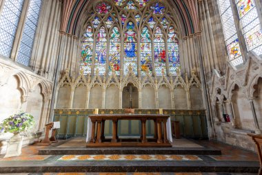 Exeter.Devon. Birleşik Krallık. 19 Şubat 2023. Exeter Katedrali 'nin içindeki Lady Chapel' in fotoğrafı.