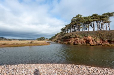 Devon 'da Budleigh Salterton' daki nehir samurunun ağzı.