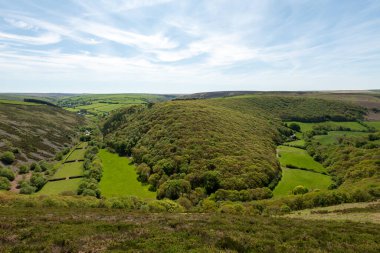 Exmoor Ulusal Parkı 'ndaki Doone Vadisi' nin manzara fotoğrafı.