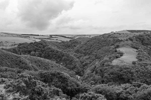 Θέα Από Την Κορυφή Του Λόφου Countisbury Της Κοιλάδας Watersmeet — Φωτογραφία Αρχείου