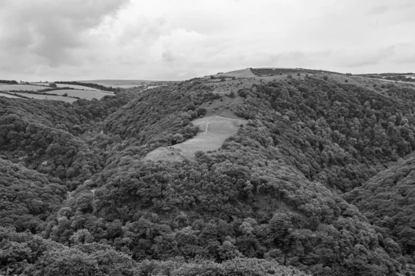 Pohled Vrcholu Countisbury Hill Watersmeet Valley Národním Parku Exmoor — Stock fotografie