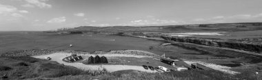 Dorset 'teki Kimmeridge Körfezi' nin panoramik fotoğrafı