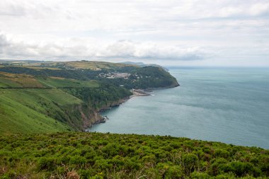 Devon 'daki Lynton ve Lynmouth Countisbury Hill' den görüntü