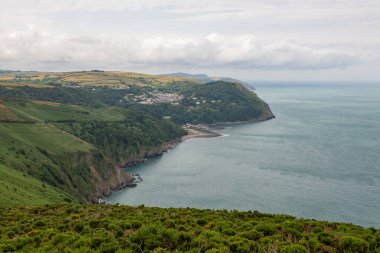 Devon 'daki Lynton ve Lynmouth Countisbury Hill' den görüntü