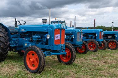 Low Ham.Somerset. Birleşik Krallık. 23 Temmuz 2023 Restore edilmiş Fordson Major traktörleri Somerset buhar ve ülke fuarında sergileniyor.