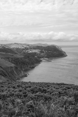 Devon 'daki Lynton ve Lynmouth Countisbury Hill' den görüntü