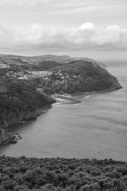 Devon 'daki Lynton ve Lynmouth Countisbury Hill' den görüntü