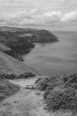 Devon 'daki Lynton ve Lynmouth Countisbury Hill' den görüntü