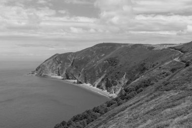 Exmoor Ulusal Parkı 'ndaki Countisbury Hill Beacon Tor' dan görüntü