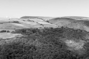 Exmmor Ulusal Parkı 'ndaki Countisbury Hill ve Watersmeet Vadisi' nin manzara fotoğrafı.