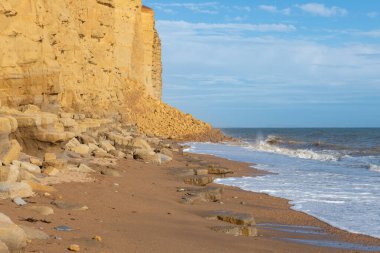 2023 Ağustosundan kalma heyelan Dorset 'teki Jurassic Sahili' ndeki Batı Körfezi 'ndeki doğu yamacında.