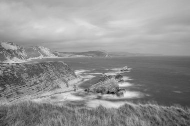 Dorset 'teki Mupe Körfezi' ndeki Mupe kayalarının görüntüsü