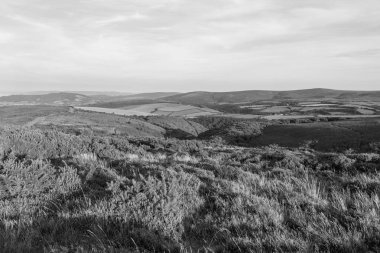 Porlock Common 'un Exmoor Ulusal Parkı' ndaki Porlock Hill 'in tepesindeki görüntüsü