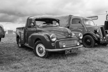 Low Ham.Somerset. Birleşik Krallık. 23 Temmuz 2023. Morris Minor kamyonet 1967 'de Somerset buhar ve ülke fuarında sergileniyor.