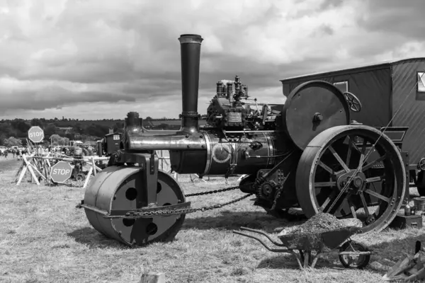 stock image Low Ham.Somerset.United Kingdom.July 23rd 2023.A restored wallis and Steevens road roller from 1925 called Old Ken is on show at the Somerset steam and country show