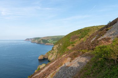 View from the South West Coastpath of the North Devon coastline at Woody Bay