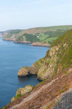 View from the South West Coastpath of the North Devon coastline at Woody Bay