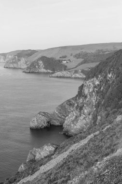 View from the South West Coastpath of the North Devon coastline at Woody Bay