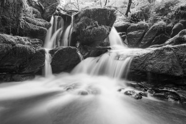 Exmoor Ulusal Parkı 'ndaki Watersmeet' te Hoar Oak Nehri 'nde uzun süre bir şelale görüldü.