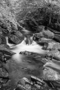 Doğu Lyn nehri üzerinde Exmoor Ulusal Parkı 'ndaki Watersmeet' te uzun süre bir şelale görüldü.