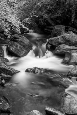 Doğu Lyn nehri üzerinde Exmoor Ulusal Parkı 'ndaki Watersmeet' te uzun süre bir şelale görüldü.