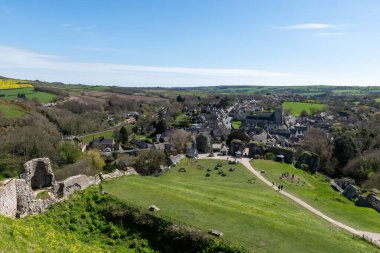 Corfe.Dorset.Birleşik Krallık. 17. 2023 Dorset Corfe Kalesi manzaralı.