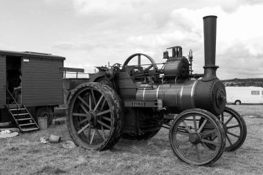 Low Ham.Somerset. Birleşik Krallık. 23 Temmuz 2023 'te restore edilen Wallis ve Steevens çekici motoru 