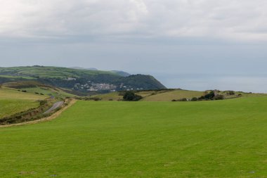 Devon 'daki Lynton ve Lynmouth Countisbury Hill' den görüntü