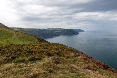 Devon 'daki Lynton ve Lynmouth Countisbury Hill' den görüntü