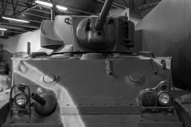 Bovington. Dorset. Birleşik Krallık. 8 Ağustos 2023. Dorset 'teki Tank Müzesi' nde M5A1 Stuart tankı sergileniyor.