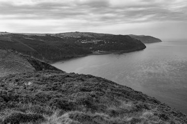 Devon 'daki Lynton ve Lynmouth Countisbury Hill' den görüntü