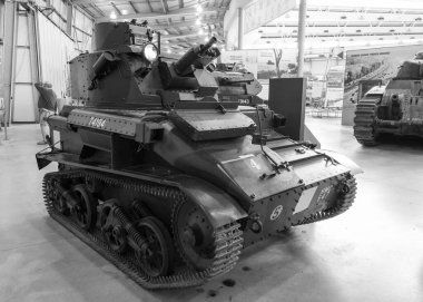 Bovington. Dorset. Birleşik Krallık. 8 Ağustos 2023.A Vickers Light Tank 6, İkinci Dünya Savaşı 'ndan kalma.