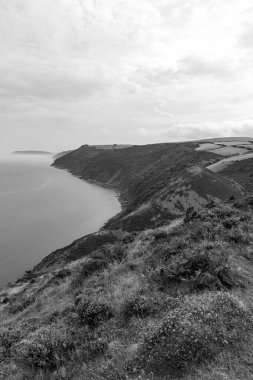 Kuzey Devon sahilindeki Foreland Point 'teki sahil şeridinin manzara fotoğrafı.