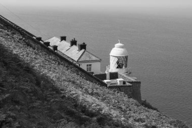 Foreland deniz fenerinin fotoğrafı Kuzey Devon sahilindeki Foreland Point 'te.