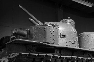 Bovington. Dorset. Birleşik Krallık. 25 Şubat 2024. Tek Vickers A1E1 prototip tankı Dorset 'teki Tank Müzesi' nde sergileniyor.