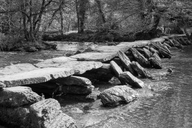Photograph of the clapper  bridge at Tarr steps in Exmoor national Park clipart