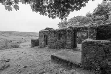 Hoar Oak 'un Exmoor Ulusal Parkı' ndaki Hoar Oak Vadisi 'ndeki kır evinin fotoğrafı.