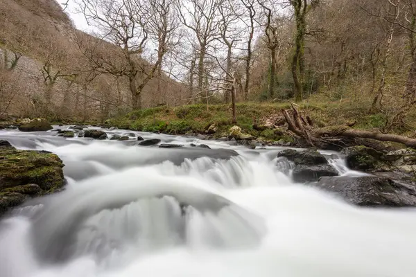 Stock image Long exposure of a waterfall on the East Lyn river at Watersmeet In Exmoor National Park